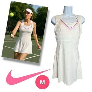 NWT Nike Women's Court Dri-Fit Serena Williams V-Neck Tennis Dress White Medium